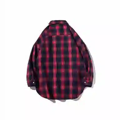 乱步 复古格子美式长短衬衫 男女同款