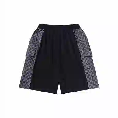 乱步 复古美式街头嘻哈做旧格子口袋学生夏季宽松透气个性宽松男五分短裤 男女同款