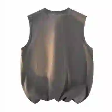 兰缪 日系复古基础款纯色简约宽松美式字母透气纯棉圆领百搭日常通勤无袖背心 男女同款