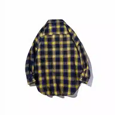 乱步 复古格子美式长短衬衫 男女同款