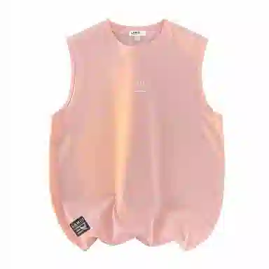 兰缪 日系复古基础款纯色简约宽松美式字母透气纯棉圆领百搭日常通勤无袖背心 男女同款