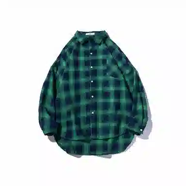 乱步 复古格子美式长短衬衫 男女同款