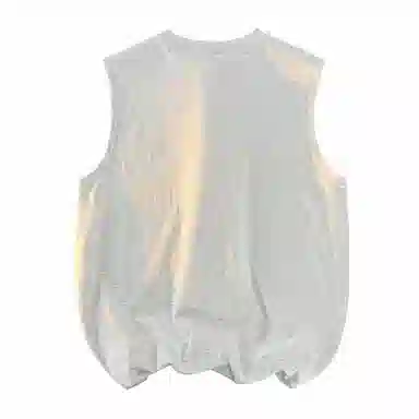 兰缪 日系复古基础款纯色简约宽松美式字母透气纯棉圆领百搭日常通勤无袖背心 男女同款