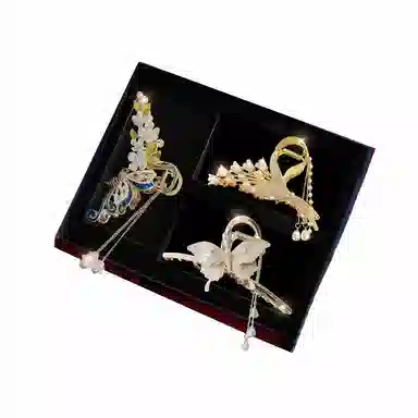 缔晶 森系田园风时尚流苏鲨鱼套装 清新气质优雅礼盒 合金 发夹 女款