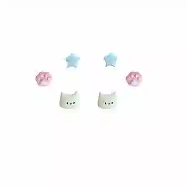 希遇 猫咪小鱼 百搭简约高级感 时尚通勤精致 甜蜜饰爱 合金 耳钉 男女同款情侣款