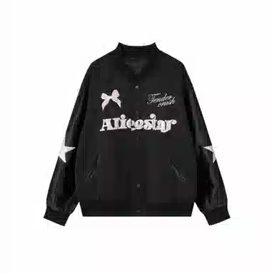 运动休闲学院风高级感落肩长袖日常学生通勤单排扣时尚宽松个性设计柔软舒适百搭外套美式高街潮流棒球服 男女同款