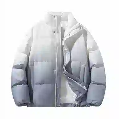 鸭鸭 美式幻影渐变新年战袍加厚保暖鸭绒休闲宽松立领短款无帽暗黑外套羽绒服 男女同款