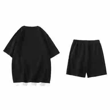 大卫贝肯 美式复古简约字母宽松百搭圆领短袖抽绳直筒短裤休闲运动套装 男女同款