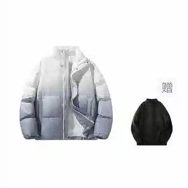 鸭鸭 美式幻影渐变新年战袍加厚保暖鸭绒休闲宽松立领短款无帽暗黑外套羽绒服 男女同款