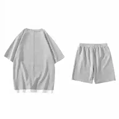 大卫贝肯 美式复古简约字母宽松百搭圆领短袖抽绳直筒短裤休闲运动套装 男女同款