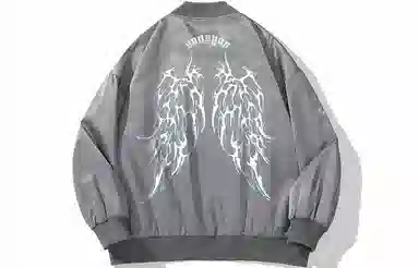木村三社 骨头翅膀图案字母印花夹克外套 男女同款