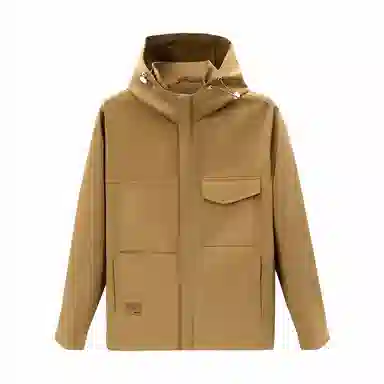 美力城 通勤长袖连帽纯色简约百搭落肩宽松拉链保暖休闲夹克外套 男款