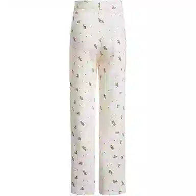 么宁 高腰设计感小众直筒阔腿牛仔裤 女款 小熊印花