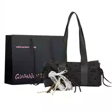 冠军小熊 高颜值波点蝴蝶结时尚便携百搭 涤纶 单肩包 女款 灰色