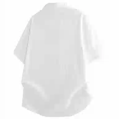 加菲猫家族 美式纽扣开衫宽松休闲纯色直筒百搭翻领短袖衬衫 男女同款