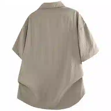 加菲猫家族 美式纽扣开衫宽松休闲纯色直筒百搭翻领短袖衬衫 男女同款