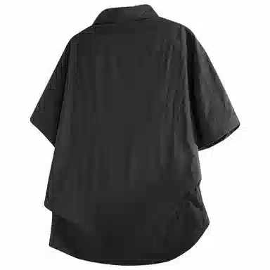 加菲猫家族 美式纽扣开衫宽松休闲纯色直筒百搭翻领短袖衬衫 男女同款