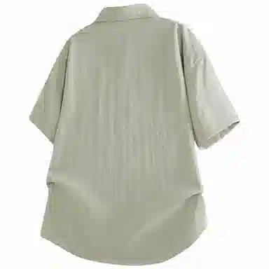 加菲猫家族 美式纽扣开衫宽松休闲纯色直筒百搭翻领短袖衬衫 男女同款