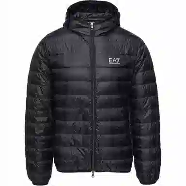 Emporio Armani Logo Print Hoodie Jacket Black