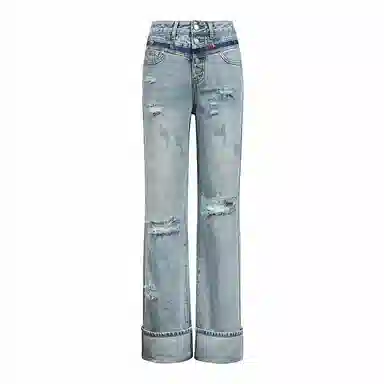 Valeria Obbaco High Waist Straight Jeans Blue