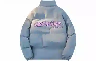 H2P College Style Cartoon Graffiti Letter Puffer Jacket