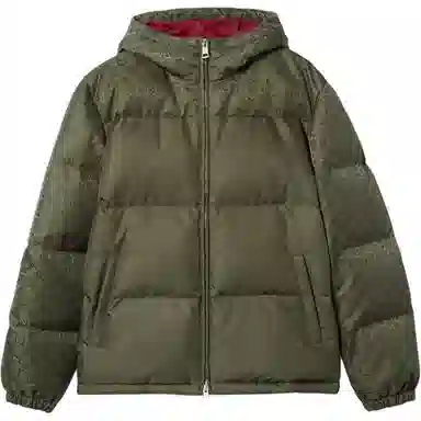 Gucci Printed Hooded Down Jacket Green