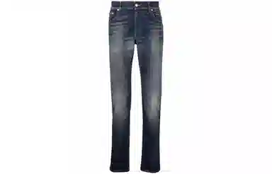 Alexander McQueen Graffiti High Waist Jeans Blue