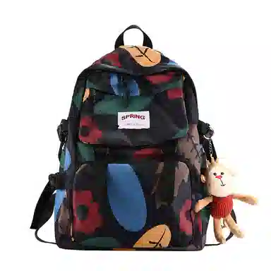 醇龙 涂鸦森系大容量学生书包韩版时尚原宿男旅游 尼龙 双肩包 大号 男女同款情侣款 多色
