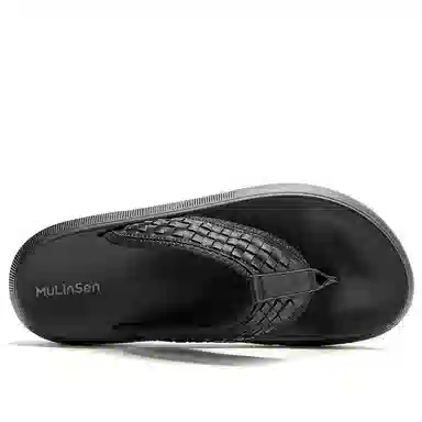 木林森 舒适简约软底 橡胶底人字拖鞋 男款 黑色