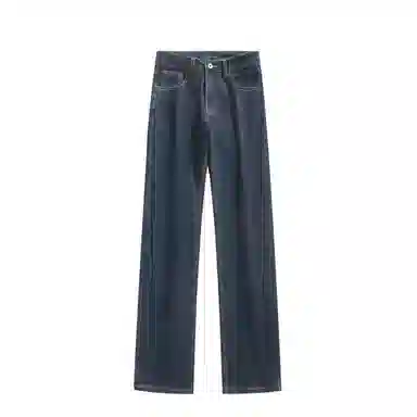 布客行 潮牌美式高街水洗做旧休闲宽松弹力基础款中腰垂坠感百搭日常通勤直筒显纯色简约柔不硬舒适风格牛仔裤 男女同款