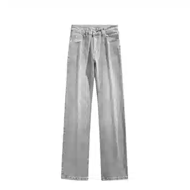 布客行 潮牌美式高街水洗做旧休闲宽松弹力基础款中腰垂坠感百搭日常通勤直筒显纯色简约柔不硬舒适风格牛仔裤 男女同款