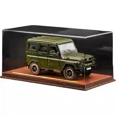 星星科教 俄罗斯瓦滋猎人吉普车合金仿真越野车模 皮质发光氛围感展示 成品模型