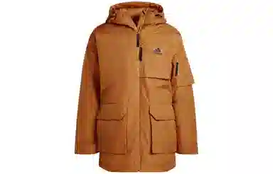 adidas Logo Print Down Jacket Brown