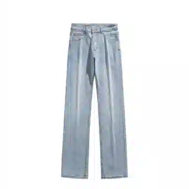 布客行 潮牌美式高街水洗做旧休闲宽松弹力基础款中腰垂坠感百搭日常通勤直筒显纯色简约柔不硬舒适风格牛仔裤 男女同款