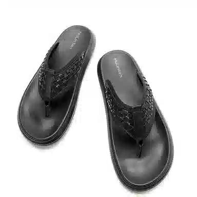 木林森 舒适简约软底 橡胶底人字拖鞋 男款 黑色