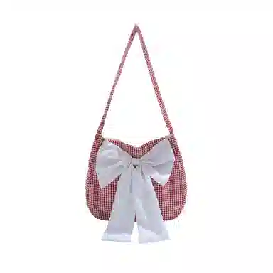 蝴蝶结帆布包休闲通勤洋气小众设计托特包 棉布 单肩包 常规 女款 红色