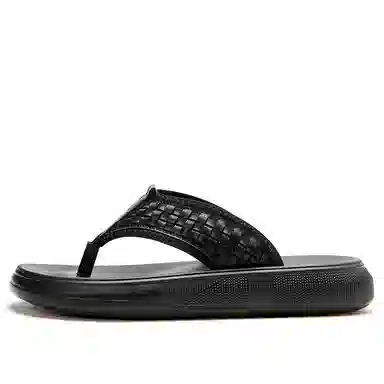 木林森 舒适简约软底 橡胶底人字拖鞋 男款 黑色