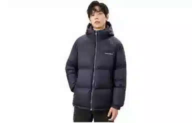 雅鹿 连帽纯色图案短款加厚长袖羽绒服 男款