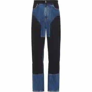 纪梵希 拼接拉链开合长款牛仔裤 男款 蓝色