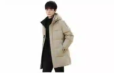 雅鹿 纯色图案连帽加厚长袖羽绒服 男款