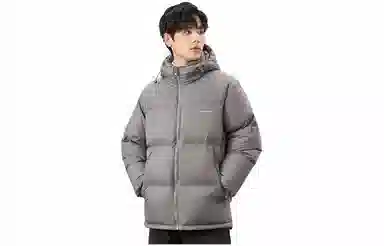 雅鹿 连帽纯色图案短款加厚长袖羽绒服 男款