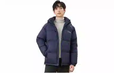 雅鹿 连帽纯色图案短款加厚长袖羽绒服 男款