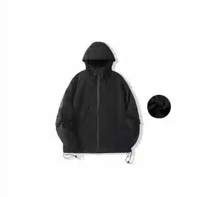 我是大卫 纯色美式机能连帽宽松夹克外套 男女同款 黑色