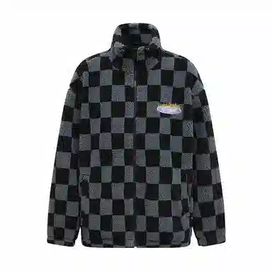 美特斯邦威 国潮撞色棋盘格加厚棉服 男款