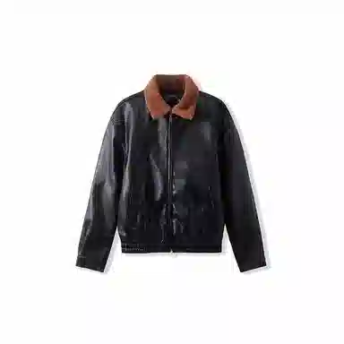 我是大卫 韩版短款复古保暖加厚休闲翻领夹克外套 男女同款 黑色