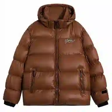 AMBER LIGHT Patchwork Logo Hoodie Coat