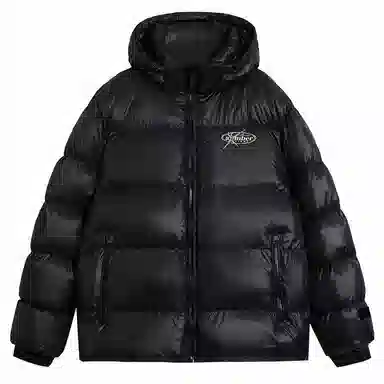 AMBER LIGHT Patchwork Logo Hoodie Coat