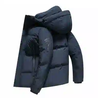 斯巴奴 袖口字母加厚加绒保暖短款可脱卸帽羽绒服 男款