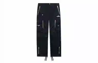 中国李宁 滑板系列 纯色多口袋工装直筒运动裤 男款 黑色