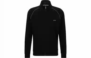 HUGO BOSS Stretch Cotton Zip Up Jacket With Logo Detail